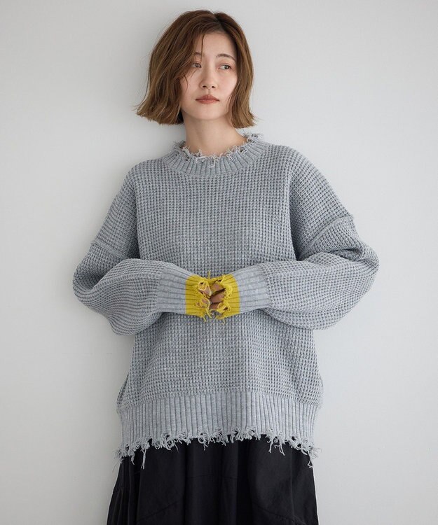 YECCA VECCA ダメージルーズニット Blue