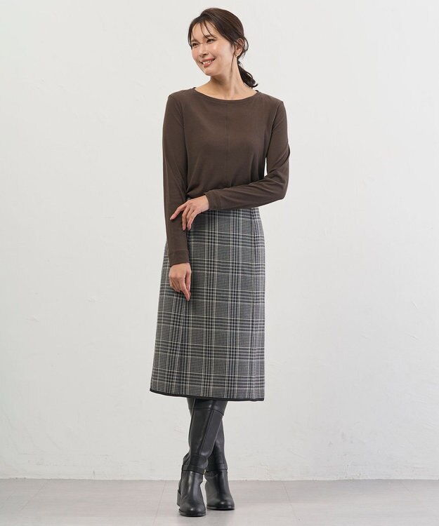 J.PRESS LADIES 【WEB限定】シアーストレッチフライス クルーネック シアー カットソー 【WEB限定】ダークブラウン系