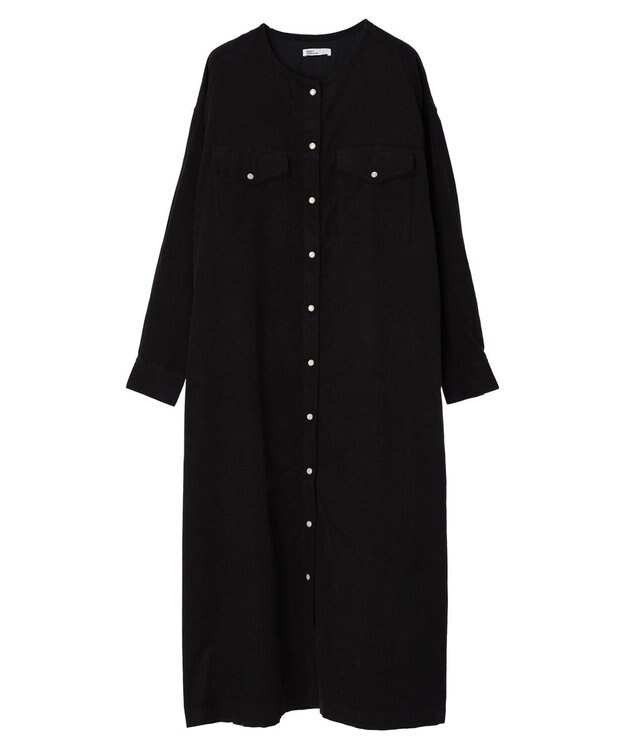 CRAFT STANDARD BOUTIQUE コーデュロイパールドット釦ワンピース Charcoal Gray