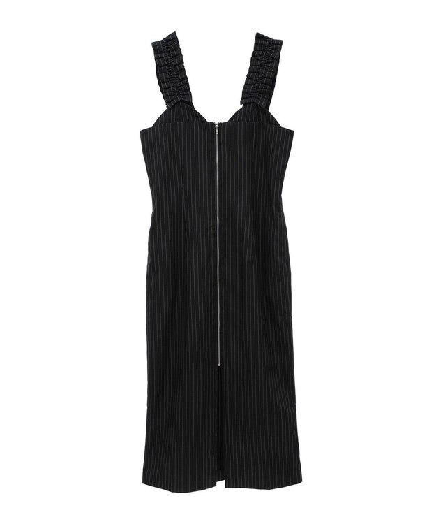 Green Parks フロントジップキャミワンピース Black