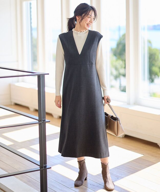 ANY 【洗濯機可】ライトツイードジャンスカ チャコール