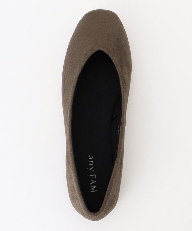 ANY 走れるスクエアバレエ シューズ スエードダークブラウン