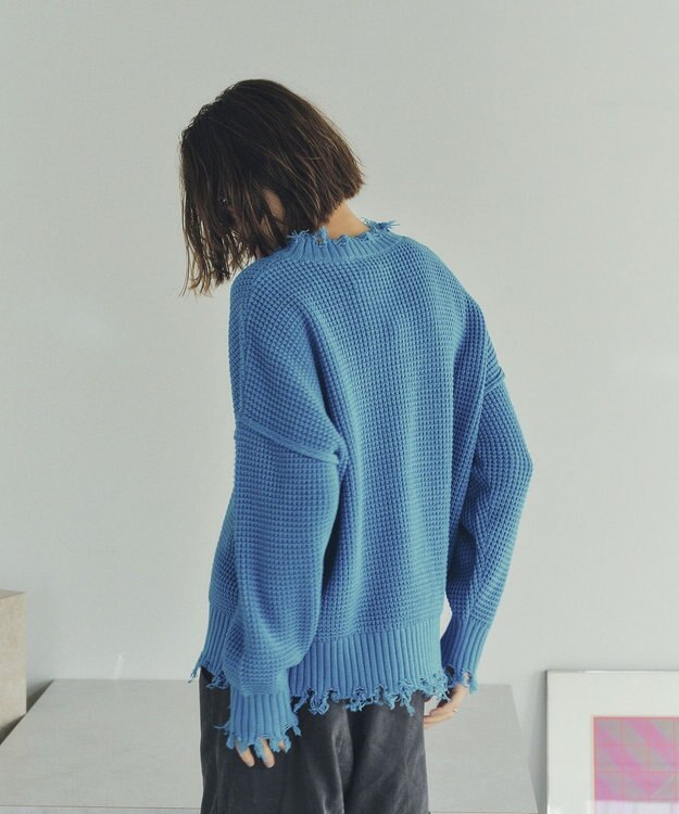 YECCA VECCA ダメージルーズニット Blue