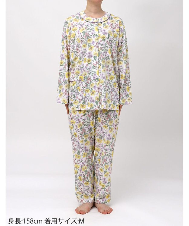 Wing パジャマ 綿100%(本体) 天竺素材 長袖 長ズボン レディース EP8040 ウイング／ワコール クリーム