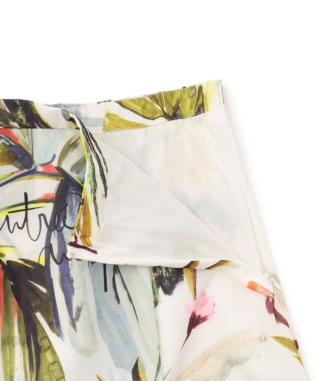 GRACE CONTINENTAL リゾートリーフプリントスカート ホワイト