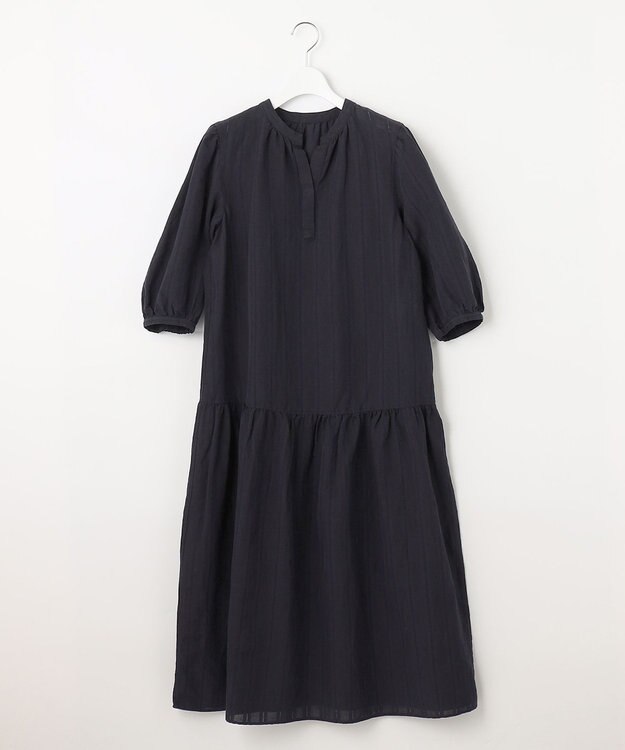 23区 S 【洗える】カラミストライプ ワンピース ネイビー系