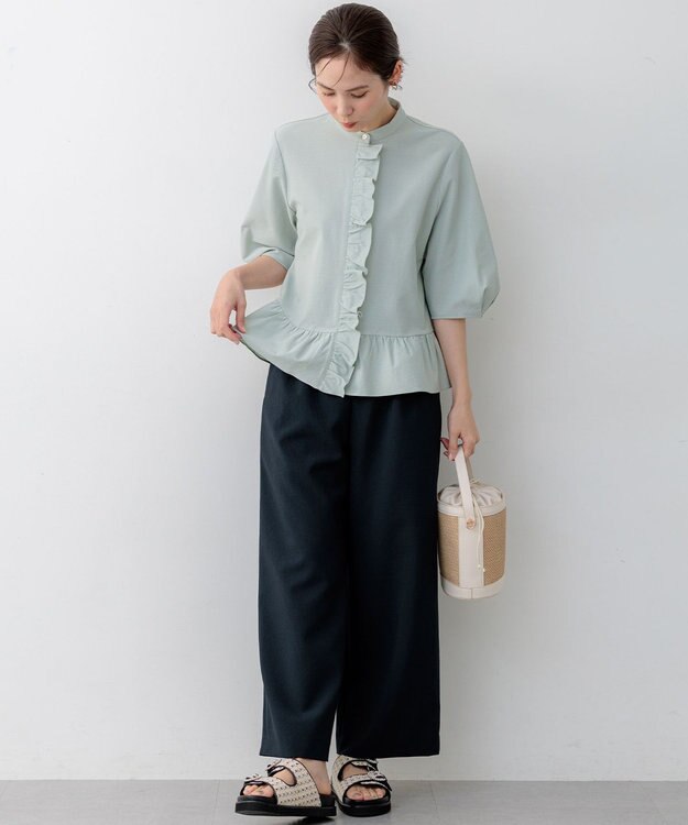 組曲 S 【先行予約・WEB限定】ツイルジャージーフリル カットソー スモーキーミント系