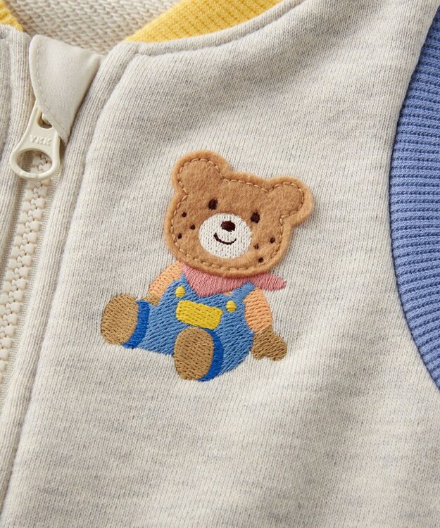 MIKI HOUSE HOT BISCUITS 【80-120cm】マルチカラー 裏毛パイルベスト グレー