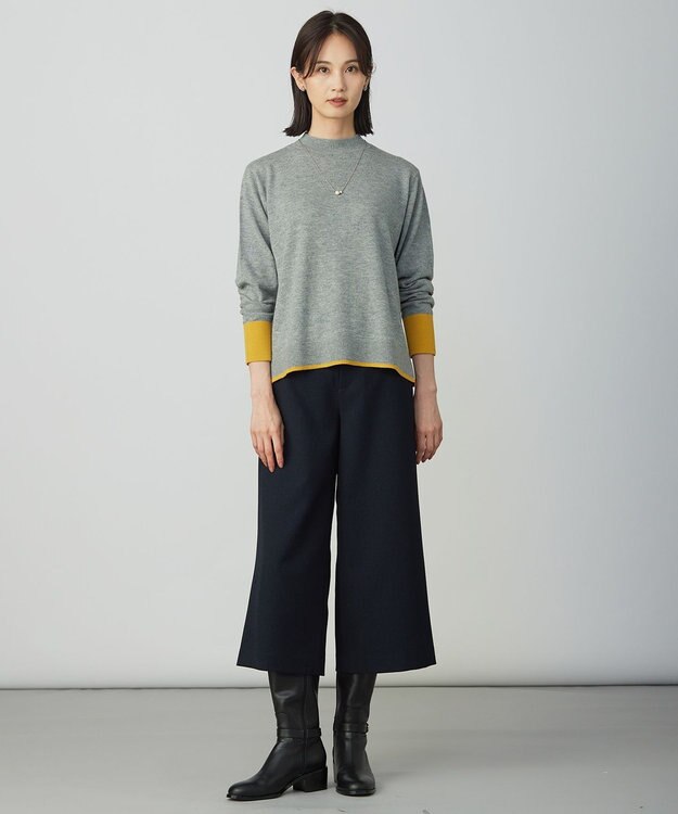 J.PRESS LADIES 【WEB限定カラーあり】ツムギートflannel クロップド パンツ ネイビー系