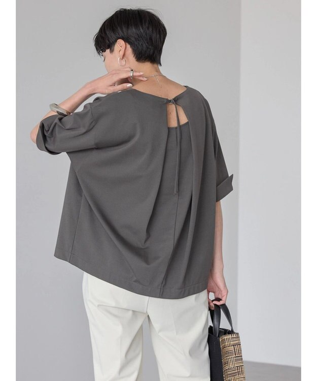 AMERICAN HOLIC 接触冷感バックタック袖折り返しカットプルオーバー Charcoal Gray