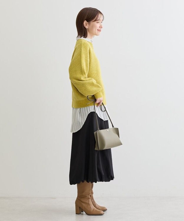 Green Parks ベロアモールモックネックニットプルオーバー Yellow