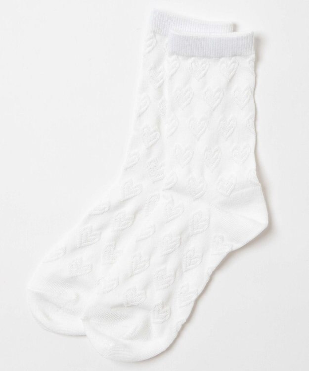 WEGO ポコポコハートクルーソックス ホワイト