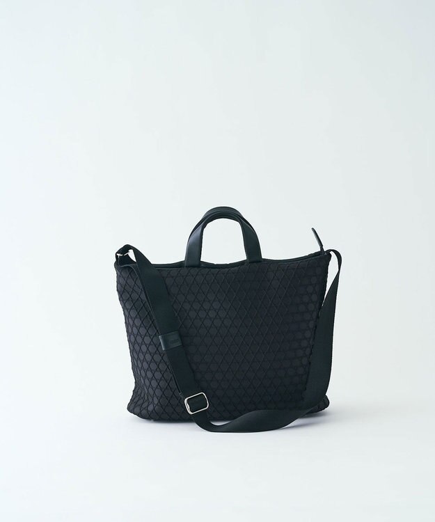 MIYABIYA LAQUOH【撥水加工】篭目柄エンボスボンディング スリム２WAYトート ブラック