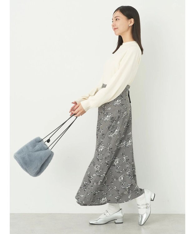 earth music&ecology バックレースアップスカート Gray