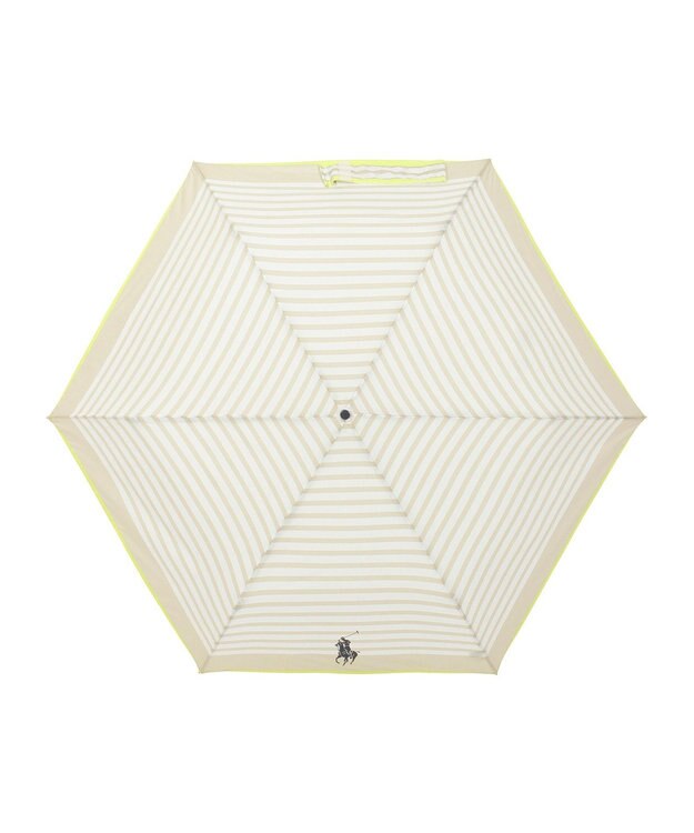 MOONBAT POLO RALPH LAUREN(ポロ ラルフローレン)ポロポニー ボーダー 折りたたみ傘 簡単開閉 ベージュ