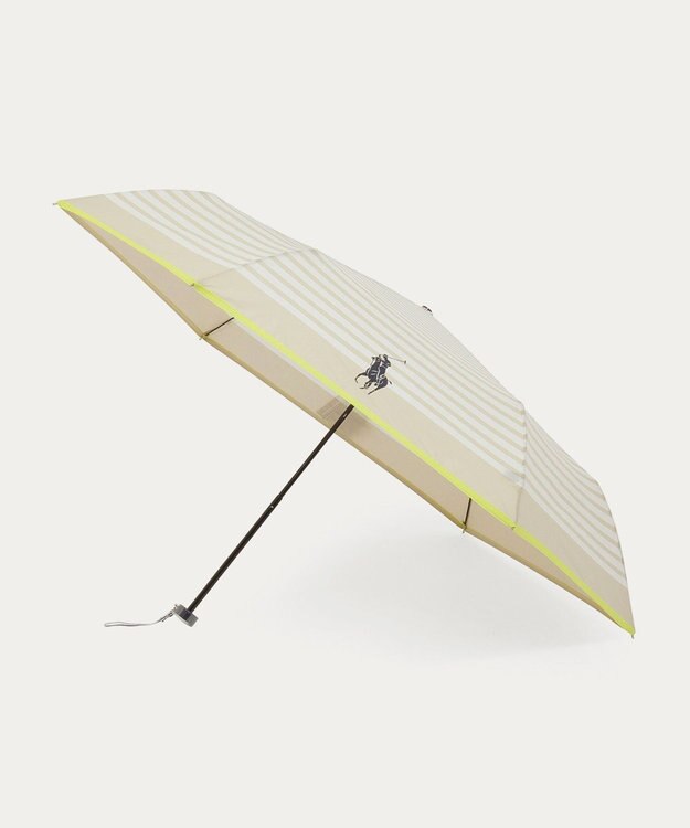 MOONBAT POLO RALPH LAUREN(ポロ ラルフローレン)ポロポニー ボーダー 折りたたみ傘 簡単開閉 ベージュ