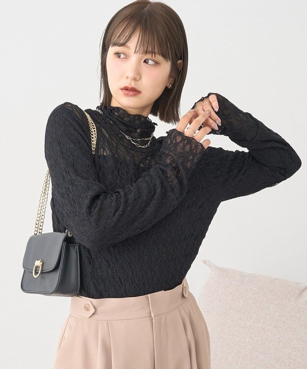 earth music&ecology 【吸湿発熱】あったかフェミニンインナー（ハイネック） Black