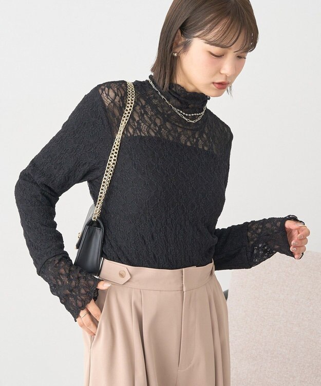 earth music&ecology 【吸湿発熱】あったかフェミニンインナー（ハイネック） Black