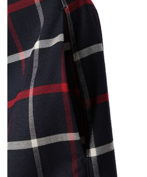 Green Parks ベルトデザインチェックＩラインスカート Navy