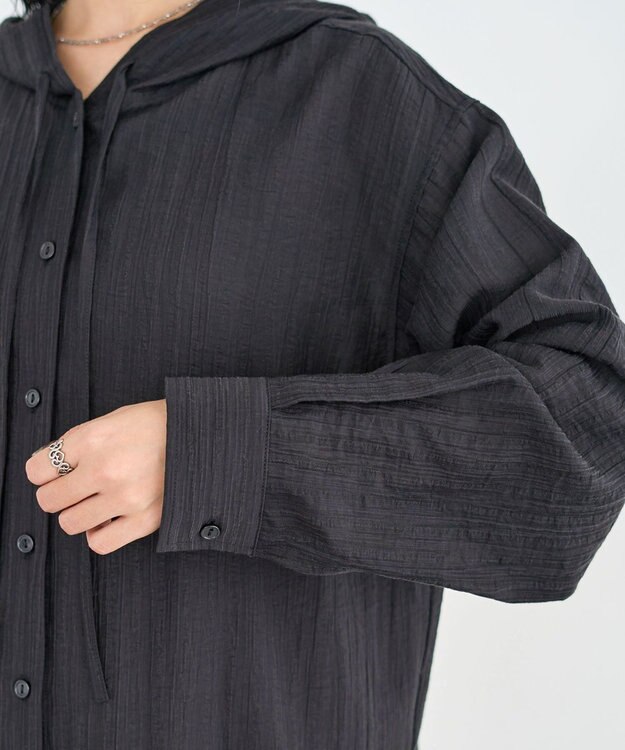 Green Parks シアーフードシャツ Black