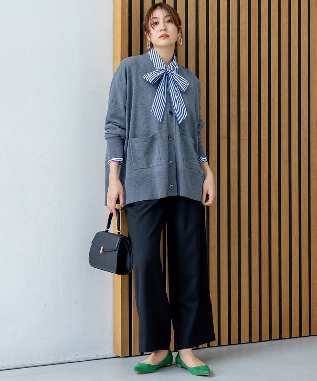 組曲 L 【ボウタイ付き】メッセージシャーティング シャツ ブルー系1