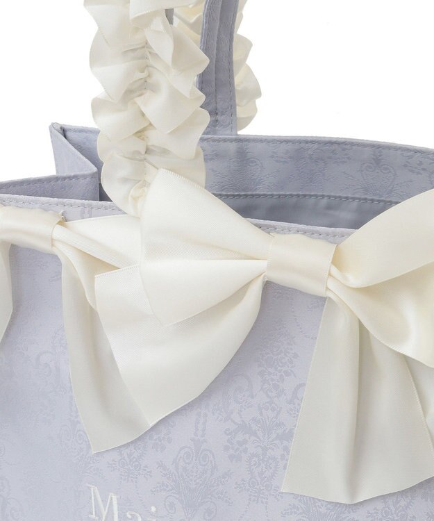 Maison de FLEUR ジャカードリボンフリルスクエアトートMバッグ Blue
