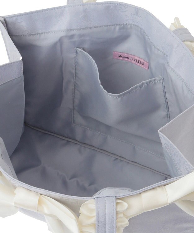 Maison de FLEUR ジャカードリボンフリルスクエアトートMバッグ Blue