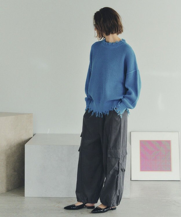 YECCA VECCA ダメージルーズニット Blue