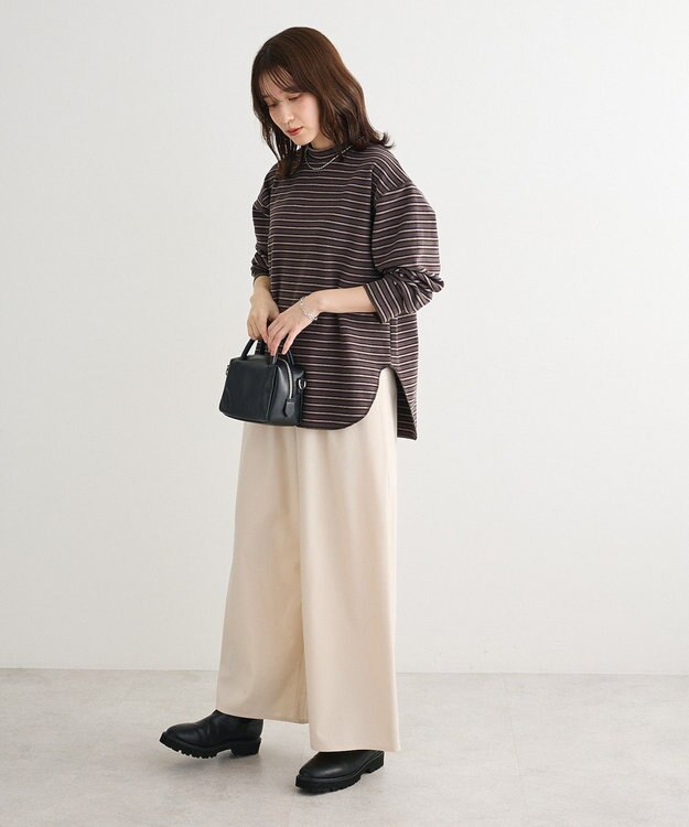 Green Parks なめらかタッチマルチボーダープルオーバー Charcoal Gray