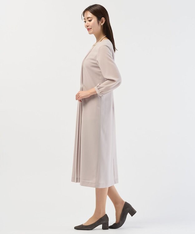 J.PRESS LADIES ノルディス2wayジョーゼット フロントプリーツ ワンピース ベージュ系