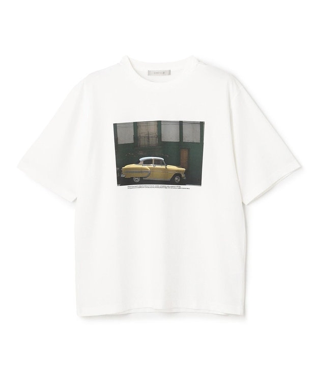 UNFILO MENS スマートストレッチ PHOTO TEE オフホワイト×イエロー