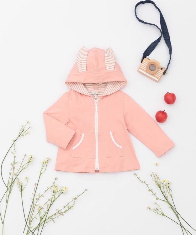 組曲 KIDS 【80-90cm】セーラーボーダー パーカー ピンク系