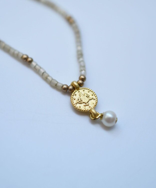 monshiro シルクビーズネックレス ホワイト