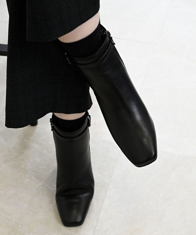 Pointer 本革スエードコンビショートブーツ ブラック(コンビ)