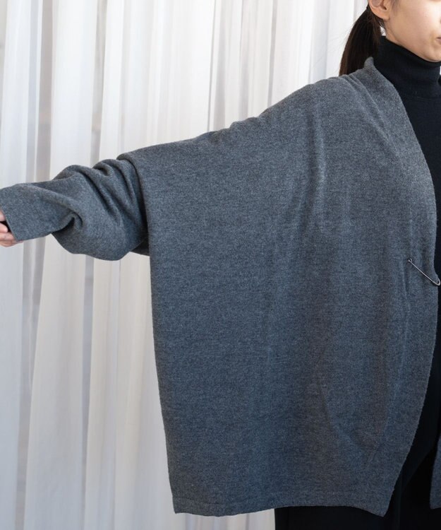 muuc 〈希少な素材〉〈高級15.5マイクロン長極細メリノウール100%〉〈ユニセックス〉ウルグアイウールのジャケットカーディガン グレー