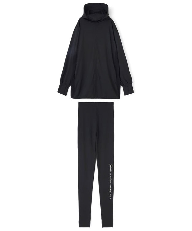 San-ai Resort（三愛水着楽園） 【UPF50＋】　WEB限定　つば付きラッシュ・レギンスセット　M・L　　【San-ai Resort（サンアイリゾート）】 ブラック