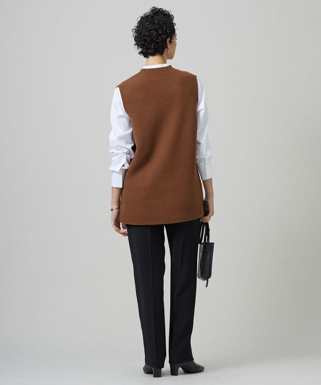 ICB L 【洗える】ライトダブルクロス ストレートパンツ ブラック系