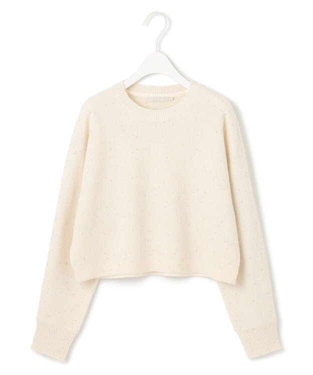 ICB 【洗える】ソフトカシミヤミックス ラメノットヤーンニット オフ系