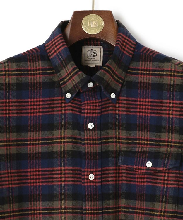 J.PRESS MEN マルチチェックコットンネルシャツ ネイビー系3