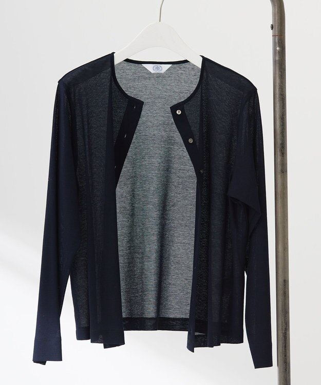 J.PRESS LADIES L シアータックフライス カーディガン ブラック系