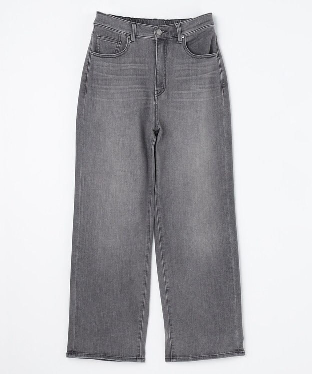 ANY 【ウエストゴム】ストレートワイドデニム フェードブラック