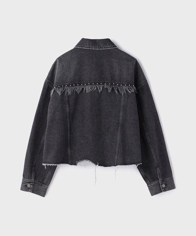 GRACE CONTINENTAL フリンジスタッズデニムジャケット ブラック
