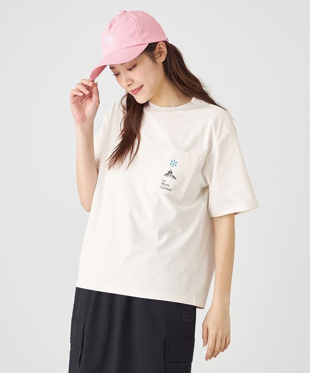 SHARE PARK LADIES 【UVカット・吸水速乾・ストレッチ・軽量 】ロゴポケットTシャツ（S・Mサイズ） ホワイト系