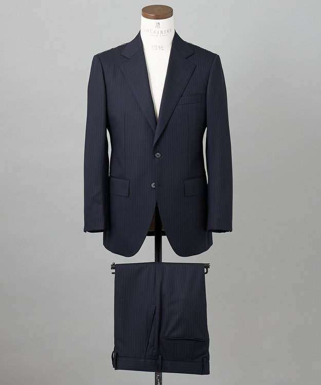 GOTAIRIKU 横に伸びる【TasmaniaWool/タマニアウール】ストレッチ スーツ（ネイビーストライプ） ネイビー系1