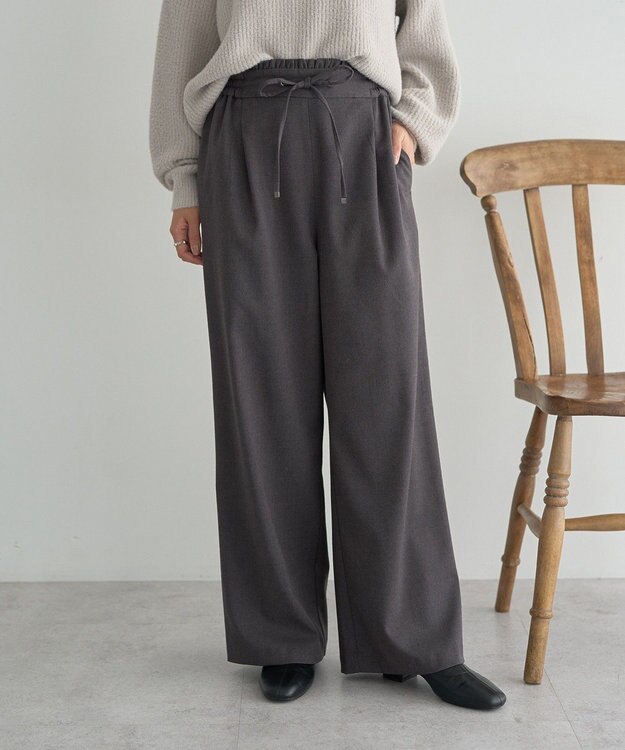 earth music&ecology ＴＲワイドパンツ Dark Gray Mixture