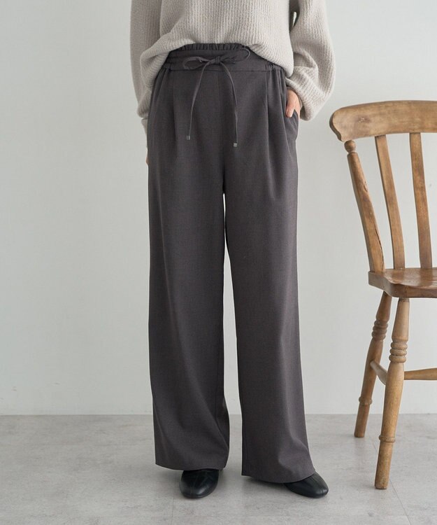 earth music&ecology ＴＲワイドパンツ Dark Gray Mixture