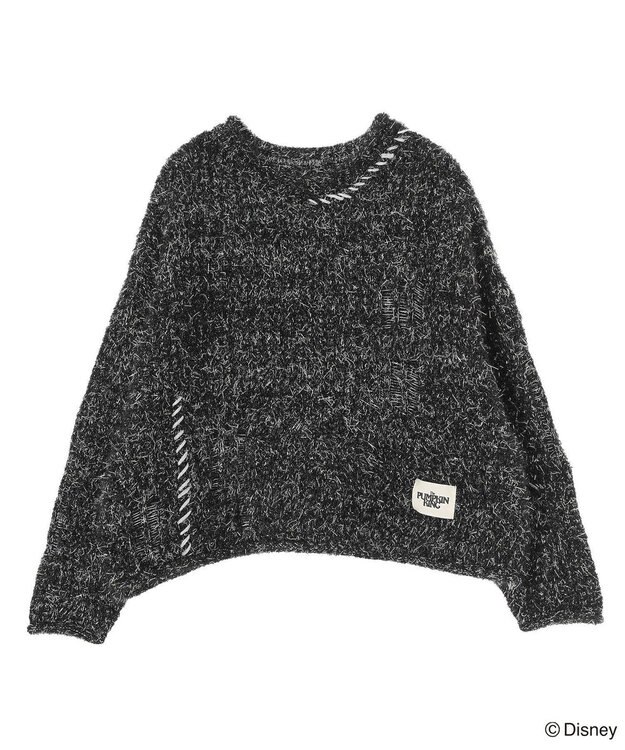 Green Parks ナイトメア／ラメメッシュニットプルオーバー Black