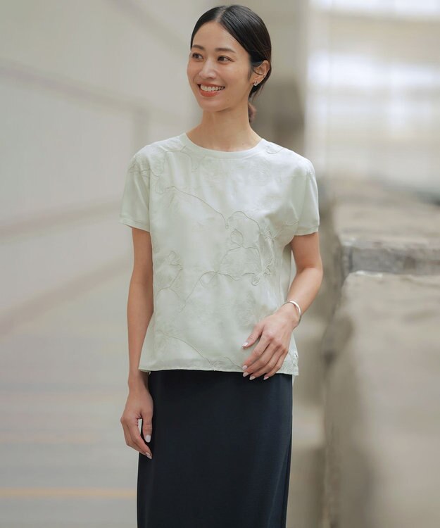 J.PRESS LADIES L 【セットアップ対応】Light ジョーゼット ナロー スカート ネイビー系