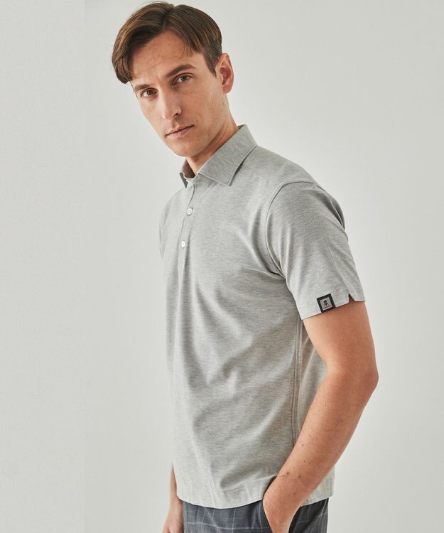 GOTAIRIKU 3年連続売上NO1/キングサイズ登場【仕事で着られる】キレイめ 鹿の子 BIZ ポロシャツ ライトグレー