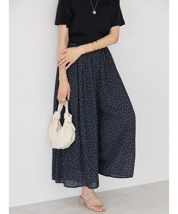 AMERICAN HOLIC エアリーギャザーガウチョパンツ【裏地：接触冷感】 Dot